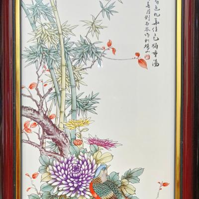tranh sứ hoạ tiết chim hoa tứ quý